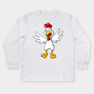 Happy Cartoon Chicken Kids Long Sleeve T-Shirt